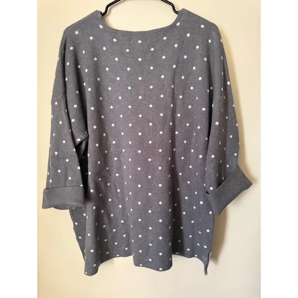Women's Cynthia Rowley Plus Gray White Polka Dot Sweater 3X - Picture 3 of 3